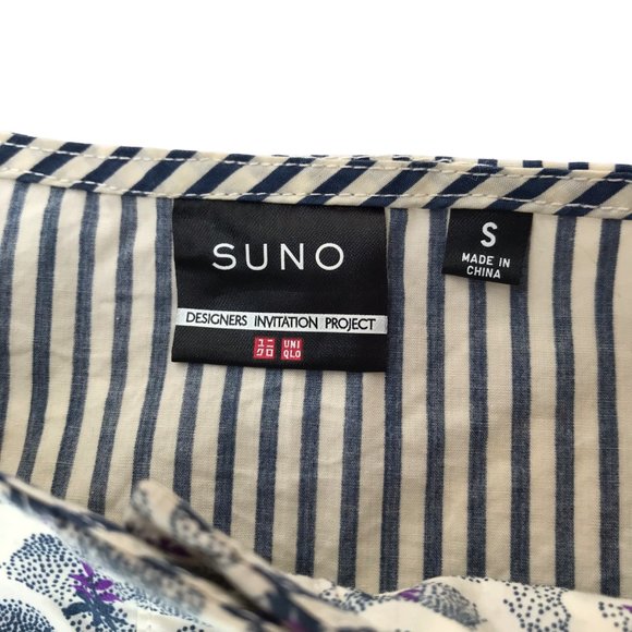 UNIQLO x SUNO.  Sleeveless Top Tank Top.  Buttons at Front. Round Neck.  Striped - Picture 4 of 15